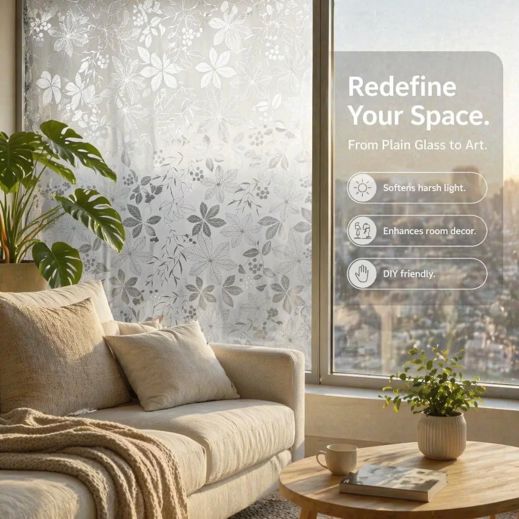 Watercolor Purple Floral Self- - Window Insulation Film review and price