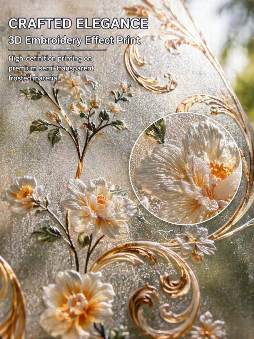 Embroidery Pattern Frosted Pri - Window Insulation Film review and price
