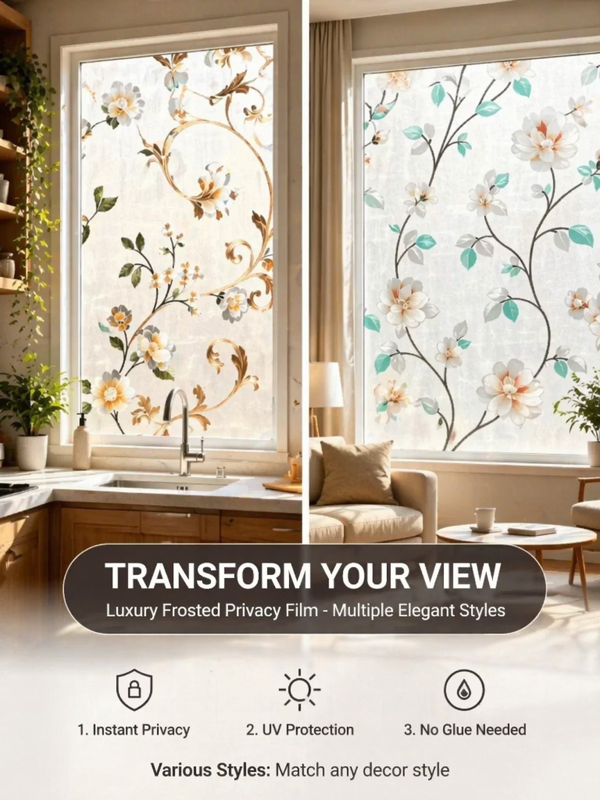 Embroidery Pattern Frosted Pri - Window Insulation Film review and price